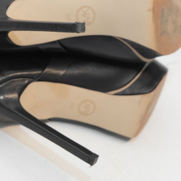 Michael Kors Black Leather Stiletto Bootie Goth Studded Pull On Biker Ankle Boot - Picture 6 of 16